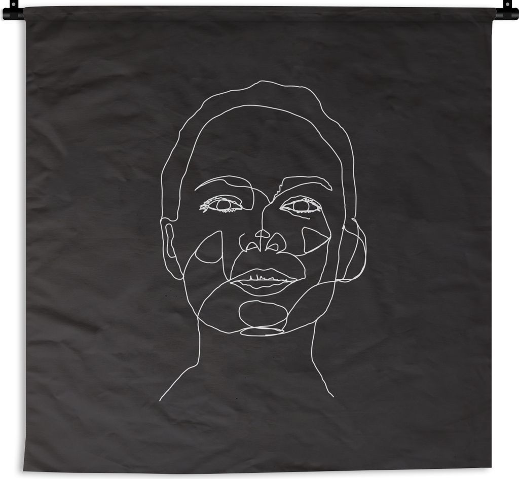 MuchoWow Wandteppich Wandbehang Frauen - Strichzeichnungen - Porträt 90x90 cm Tapisserie Dekoration Wandtuch - Wandaufhänger