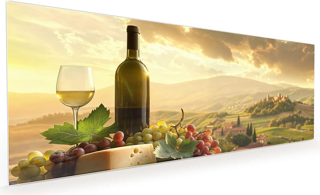 Küchenrückwand Spritzschutz Glas mit Motiv Weinland Idylle 40 x 40 cm