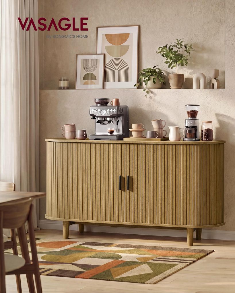 Sideboard mit Schiebetüren, Mid-Century Modern Produktbild 