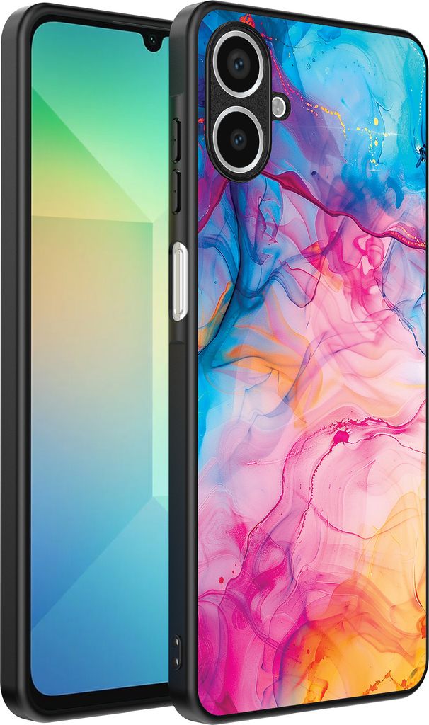 Smartphonica Telefon Fall geeignet für Samsung Galaxy A06 mit Regenbogen Acryl Marmor Print - TPU Backcover Fall Regenbogen Acryl Marmor Design