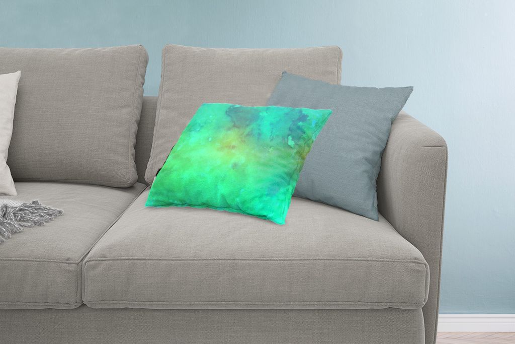 MuchoWow Zierkissen Sofakissen Wohnzimmer Dekokissen 60x40 cm Aquarell - Grün - Dunkelgrün - Abstrakt - Kopfkissen - Polster mit Foto