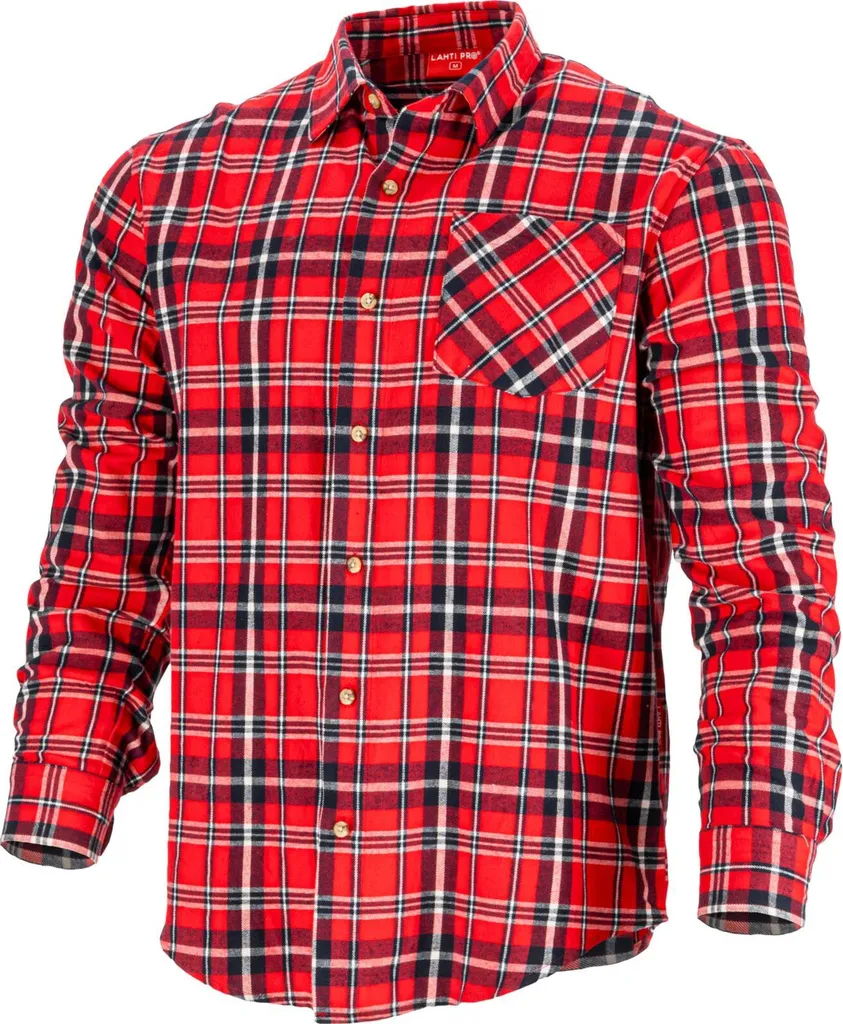 Chemise flanelle anti-froid rouge et marine 170g/m² Lahti Pro en S