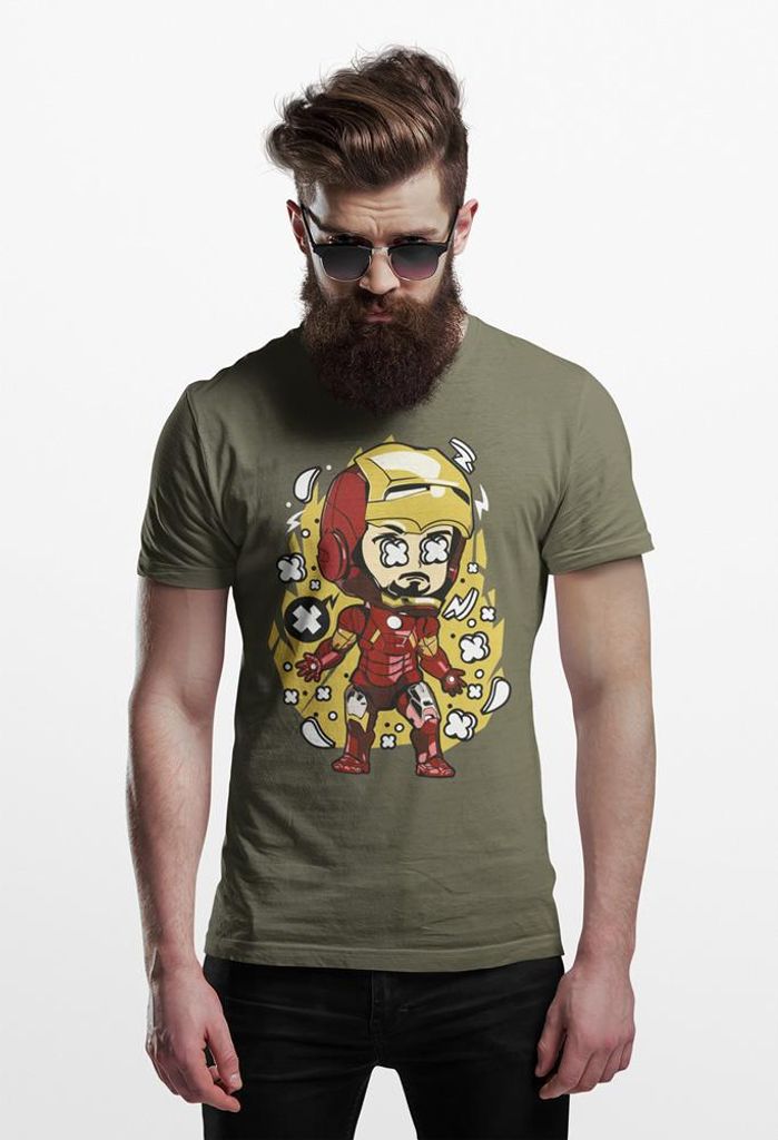 D&B Férfi Uni Polo PC00025 Iron Man MilitärGrün-Größe 5XL
