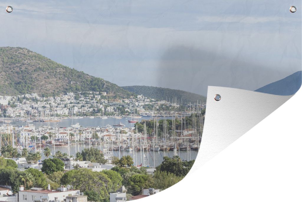 MuchoWow 90x60 cm Outdoor-Poster Gartendeko Sichtschutz Garten Poster für den Garten Der Yachthafen von Bodrum an der Türkischen Riviera