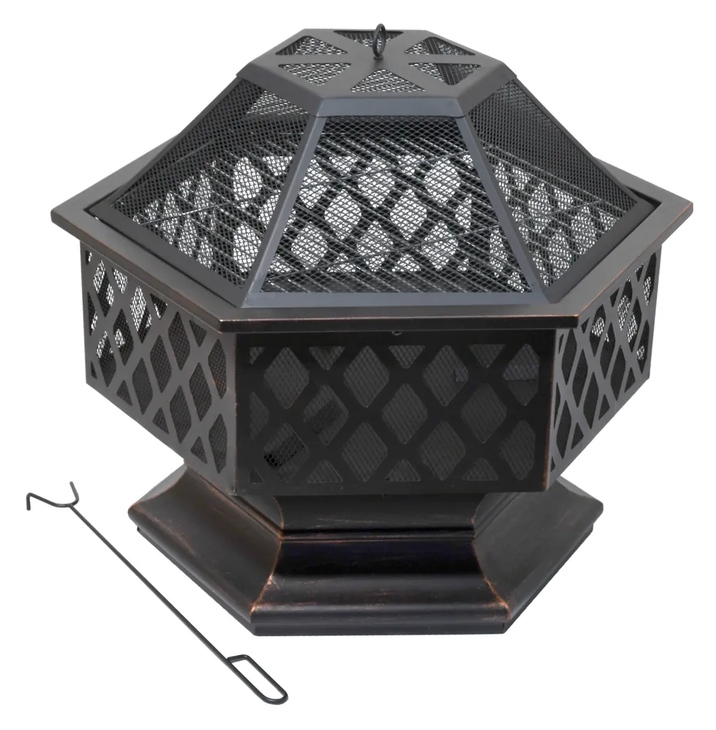 Cattara 13008 Cheminée de jardin HEXAGON aspect cuivre patiné 60cm