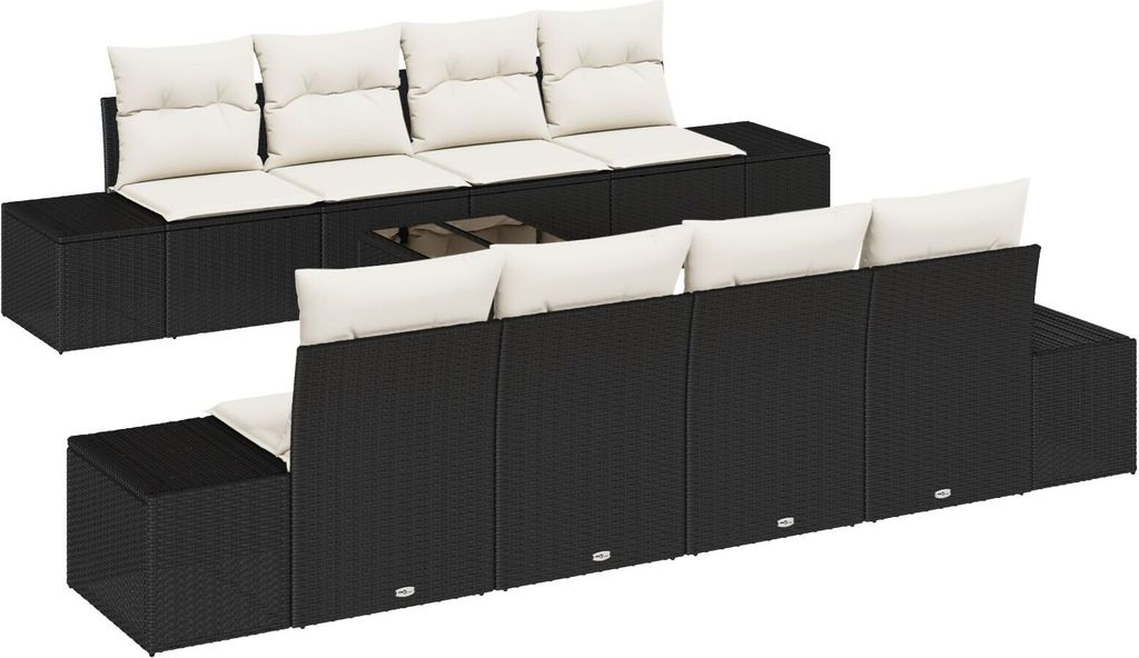 Eleganten-Stil 7-teiliges Garten-Sofa-Set mit Kissen in Schwarz Poly Rattan - Gartensofas DE305415