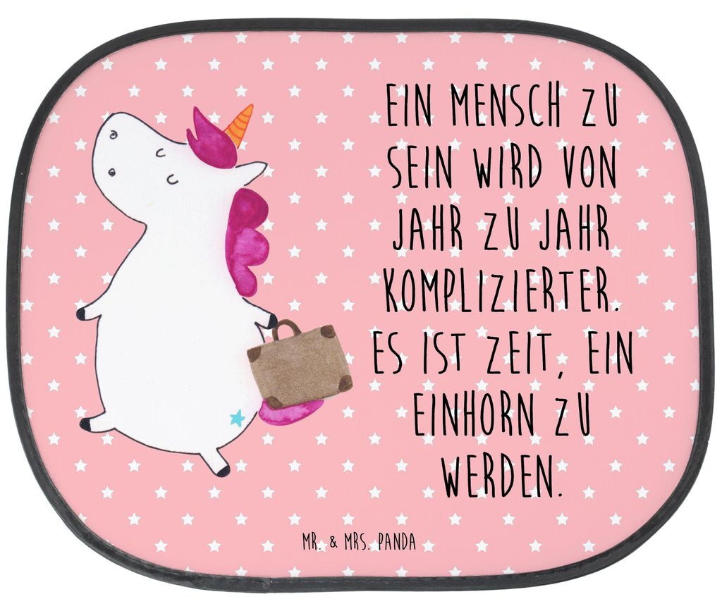 Mr. & Mrs. Panda Autoscheiben Sonnenschutz Einhorn Koffer - Rot Pastell - Geschenk, Auto, saugnapf, Albern, Einhörner, Fürs, Unicorn, Spaß, pkw,...