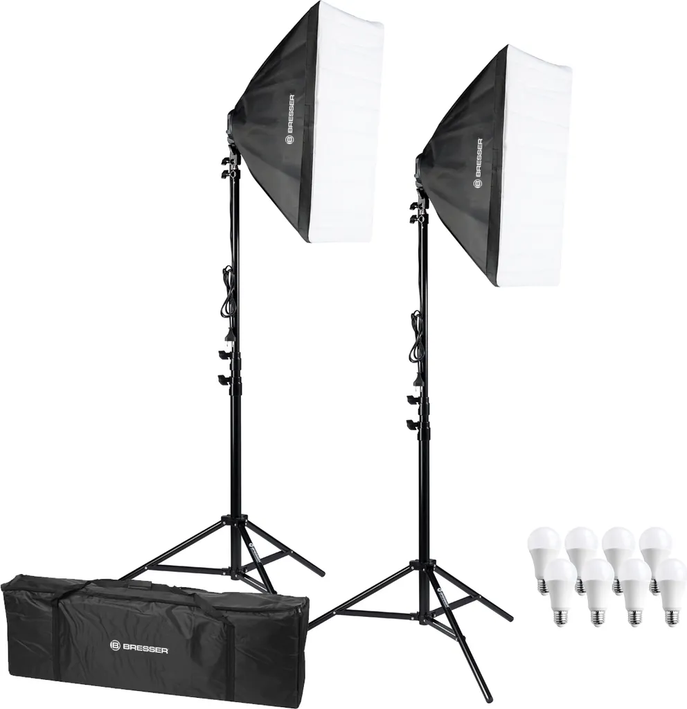 Set éclairage LED BR-2845 haute luminosité 5500K avec trépieds stables