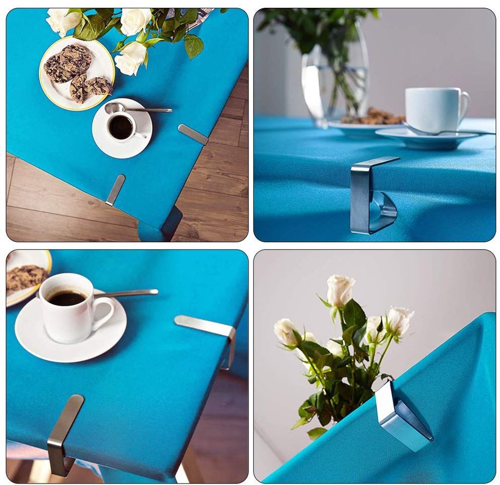  Home Xpert 4er Set Tischtuchklammern, Tischdeckenklammern,  Tischtuchhalter aus Edelstahl für Tischplatten bis 45 mm