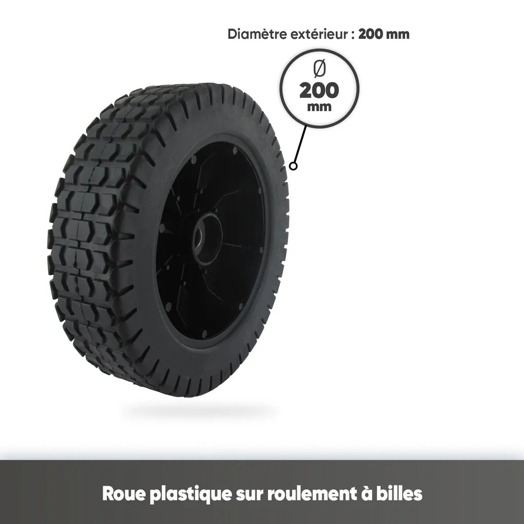Roue de secours pour tondeuse HONDA Ø 200 mm - Axe 12,75 mm robuste