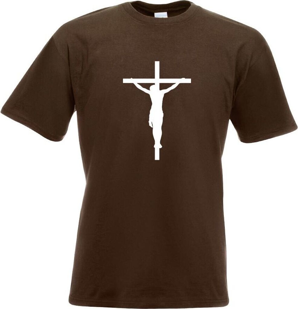 Kiwistar - T-Shirt - Chocolate - Jesus am Kreuz Motiv Bedruckt Funshirt Design Print - mit Motiv Bedruckt - Funshirt Design - Sport - Freizeit - He...