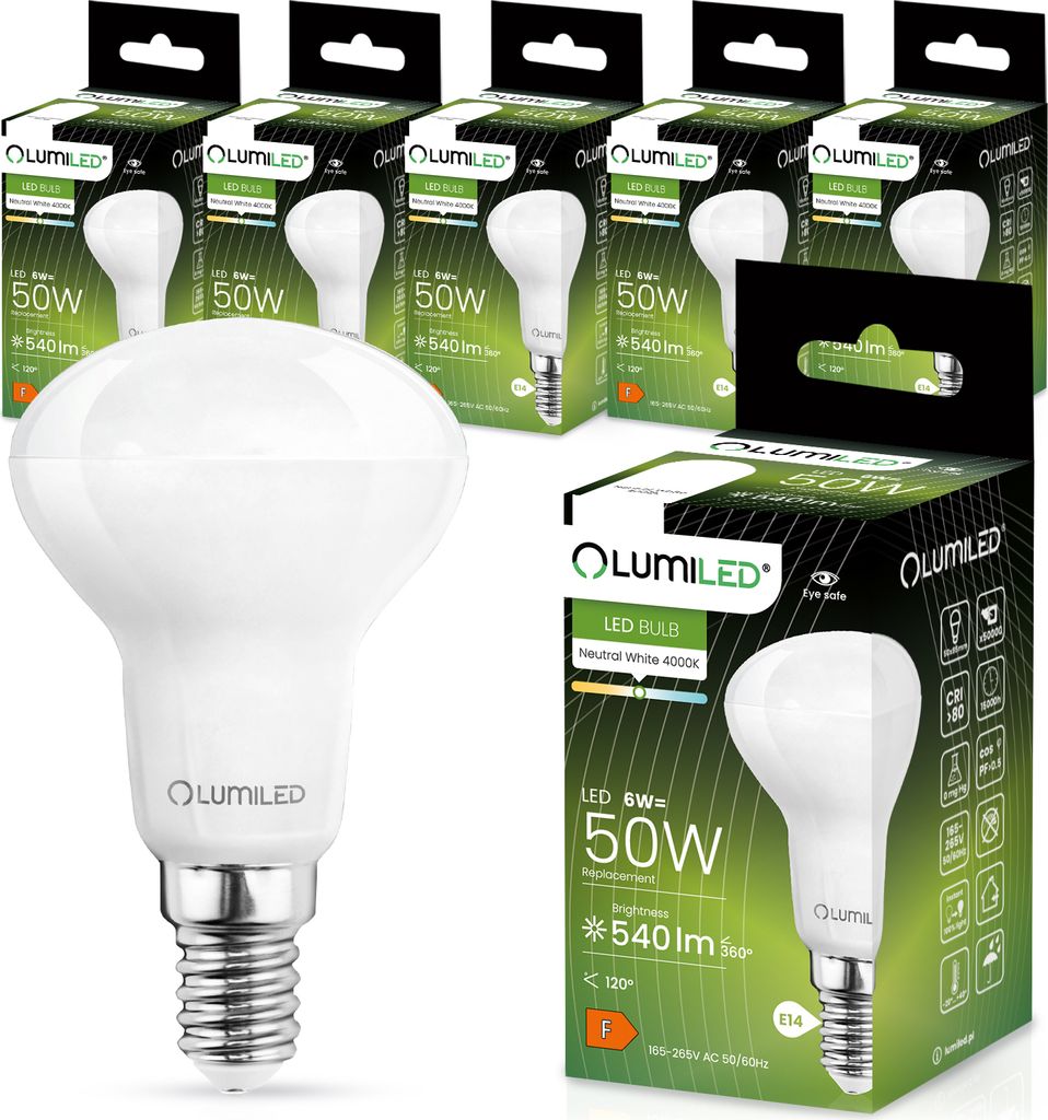 LUMILED LED žárovky E14 R50 6W žárovka nahrazuje 50W 6 kusů Obrázek produktu 