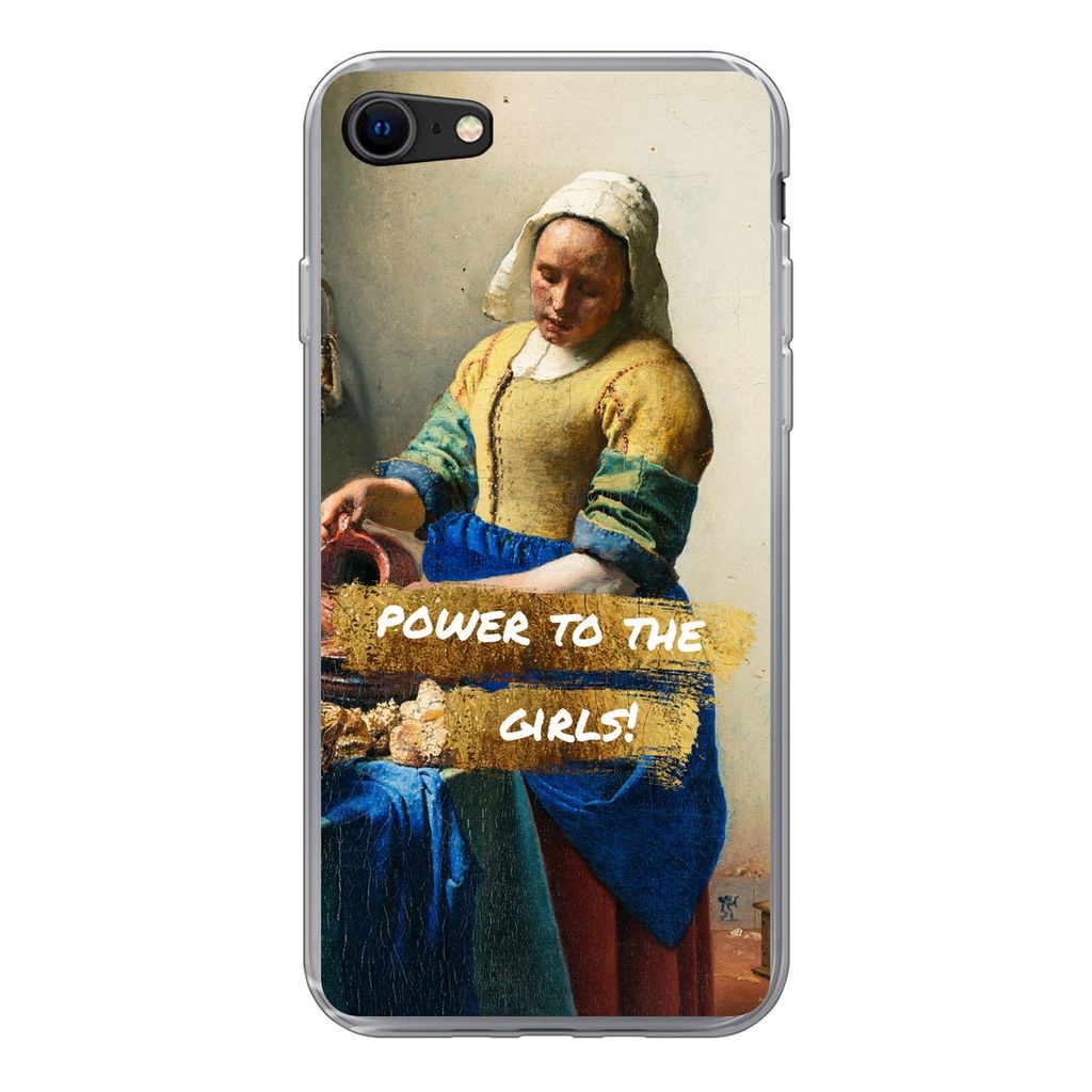 MuchoWow Handyhülle Schutzhülle Hülle für iPhone SE 2022 Milchmädchen - Gold - Zitate - Gemälde - Alte Meister Silikon Softcase Handy Hüll...