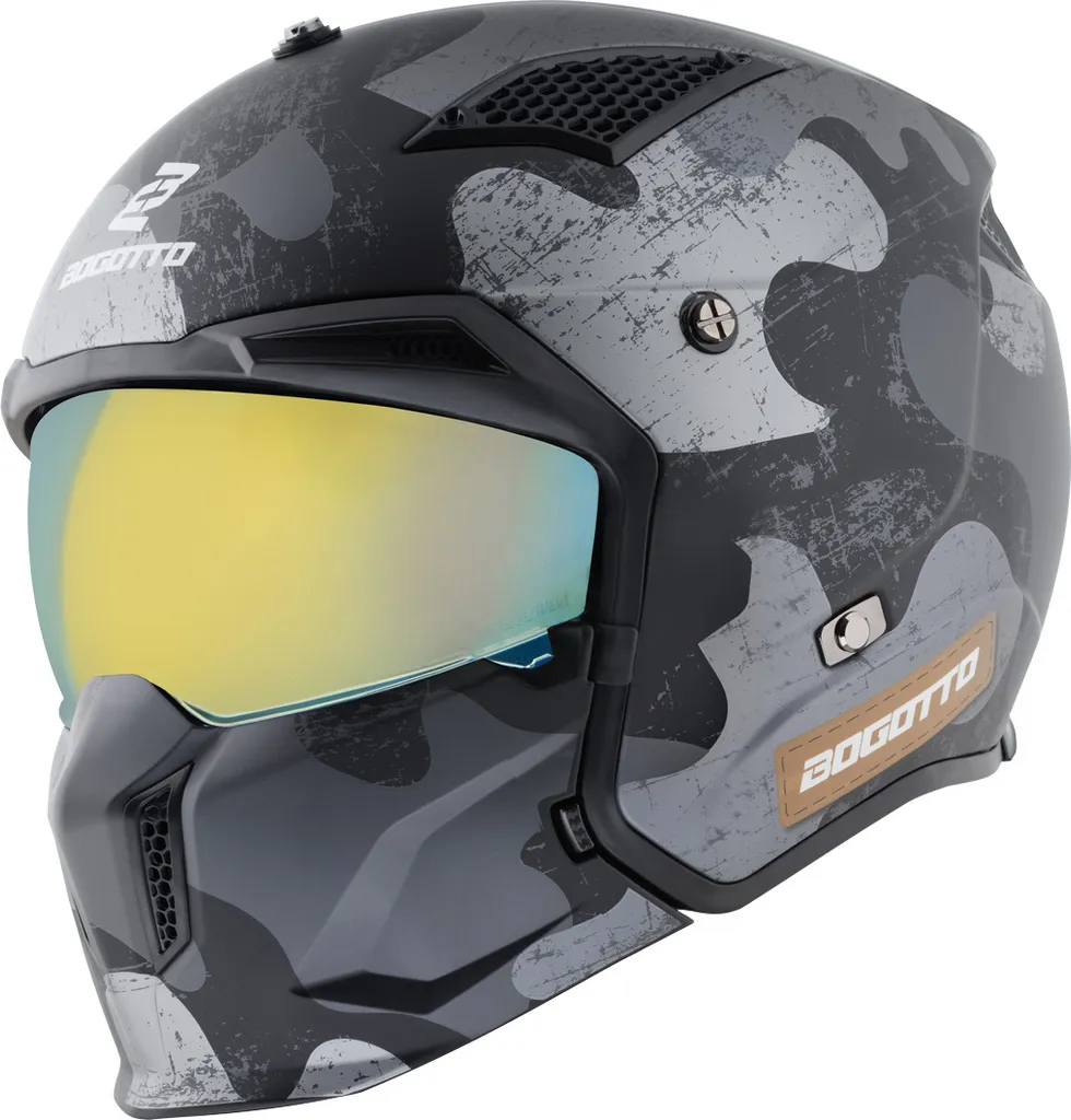 Casco Bogotto Radic Camo 22.06 Nero Opaco XS - Sicurezza ECE 22.06