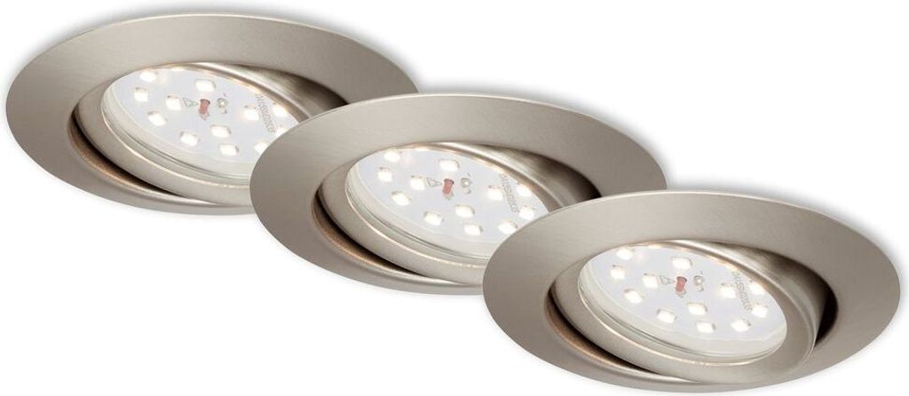 Lot de 3 lampes LED encastrées, Ø 8,2 cm, 3,5 W, nickel Image du produit 