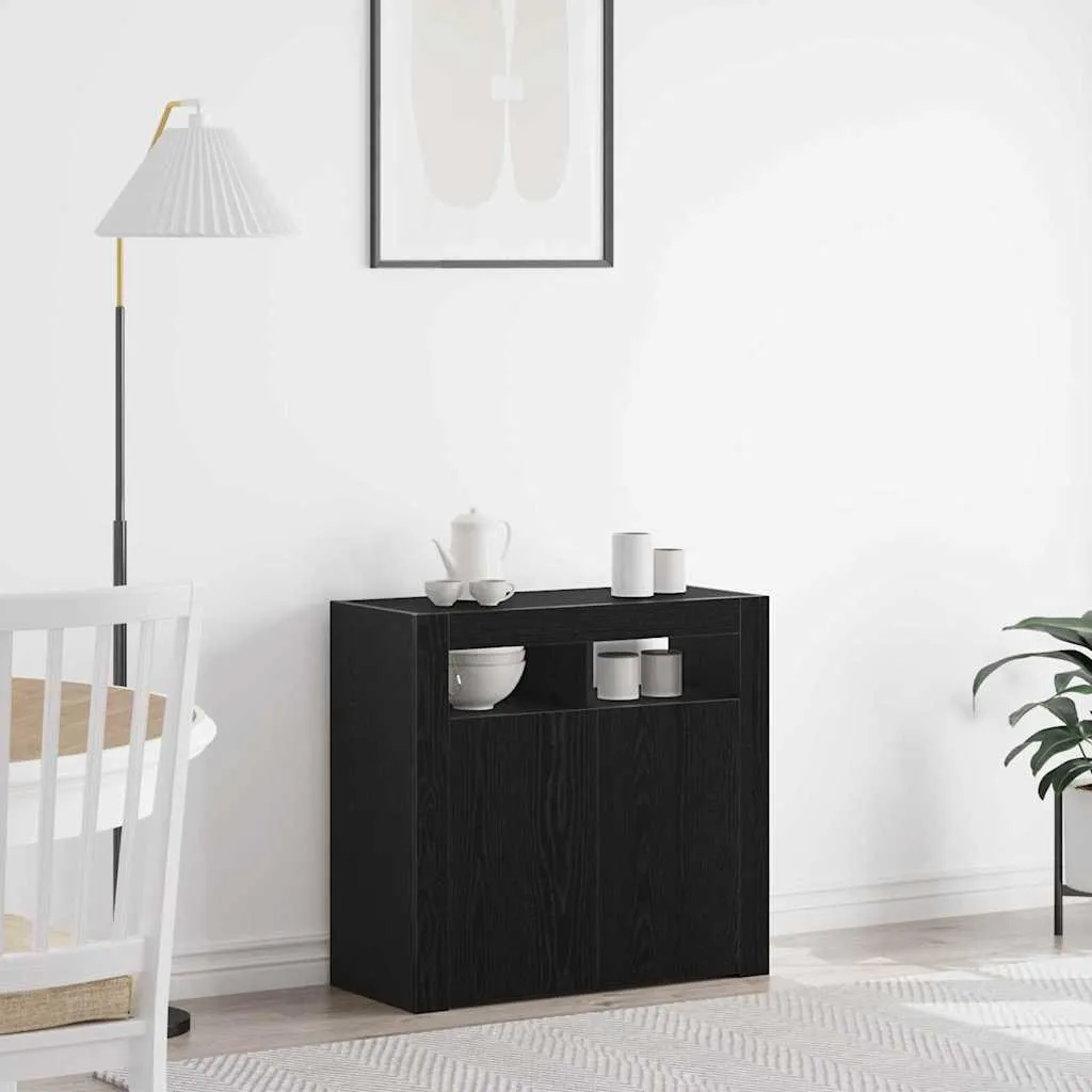 Credenza Maison Exclusive Rovere Nero 80x35x75 cm | Arredo Moderno