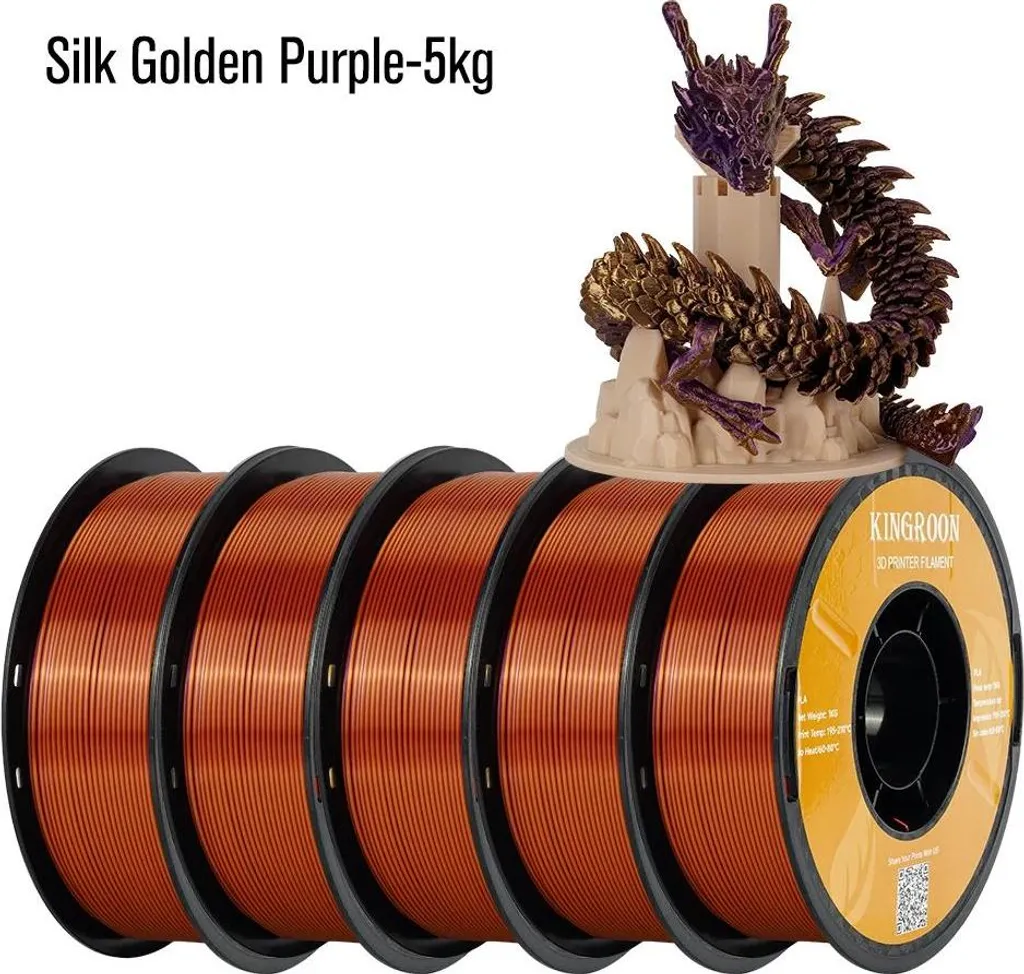 Filament PLA 3D bicolore soie lila doré 1.75mm pour pièces de design