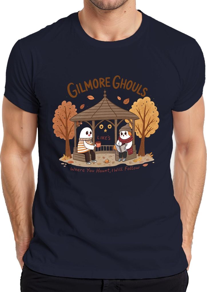 Gilmore Ghouls where you haunt I will follow Herbst Geister niedlich Herren T-Shirt, Navy, M