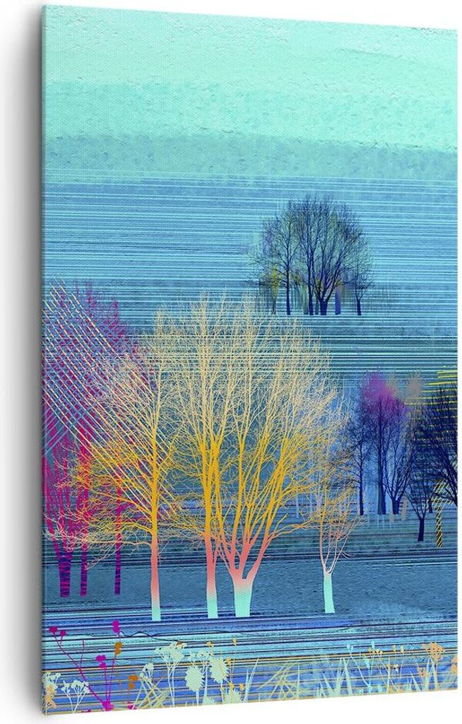 Bild auf Leinwand - Leinwandbild - Einteilig - Bäume Wiese Sommer - 80x120cm - Wand Bild - Wanddeko - Wandbilder - Leinwanddruck - Wanddekoration ...