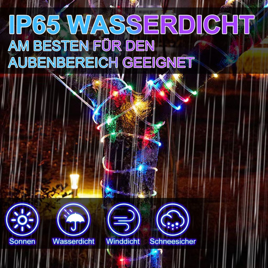 Jopassy 50m LED Lichterschlauch – 1200 LEDs, Wasserfest, Warmweiß, Mit Timer & 8 Modi – Für Innen & Außen, Garten, Party, Weihnachten