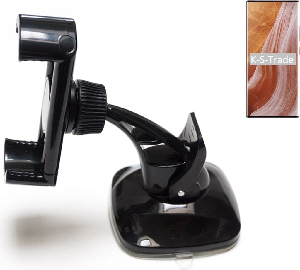 K-S-Trade kompakte Handy-Halterung Windschutzscheibe kompatibel mit ZTE Axon 40 Ultra Armaturenbrett schwarz Autohalterung KFZ Halter