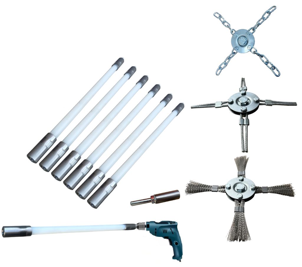 Set Kaminbürste Schornsteinreinigung Schornsteinbesen Produktbild 