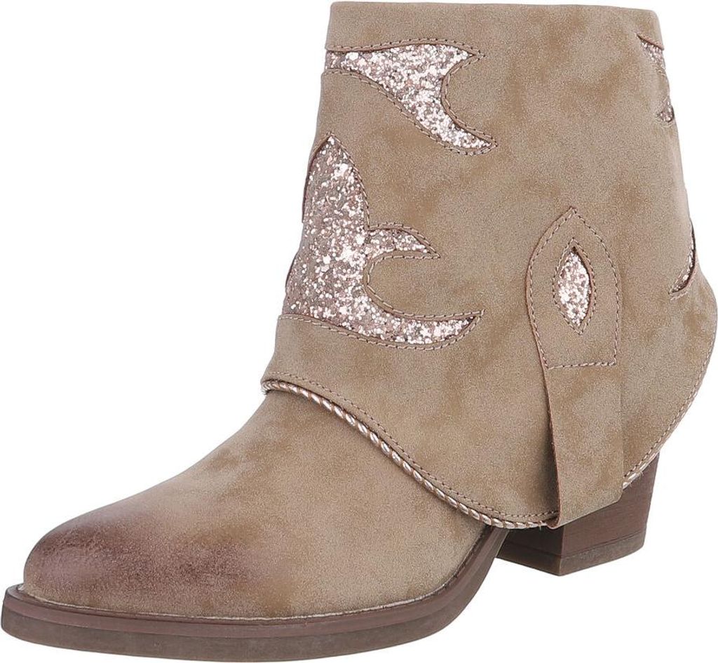 Ital-Design Damen Stiefeletten Lederoptik Western- & Bikerboots 90482705 Hellbraun Gr. 38