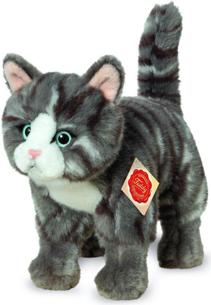Teddy Hermann Chat gris tigré debout 20 cm Image du produit 