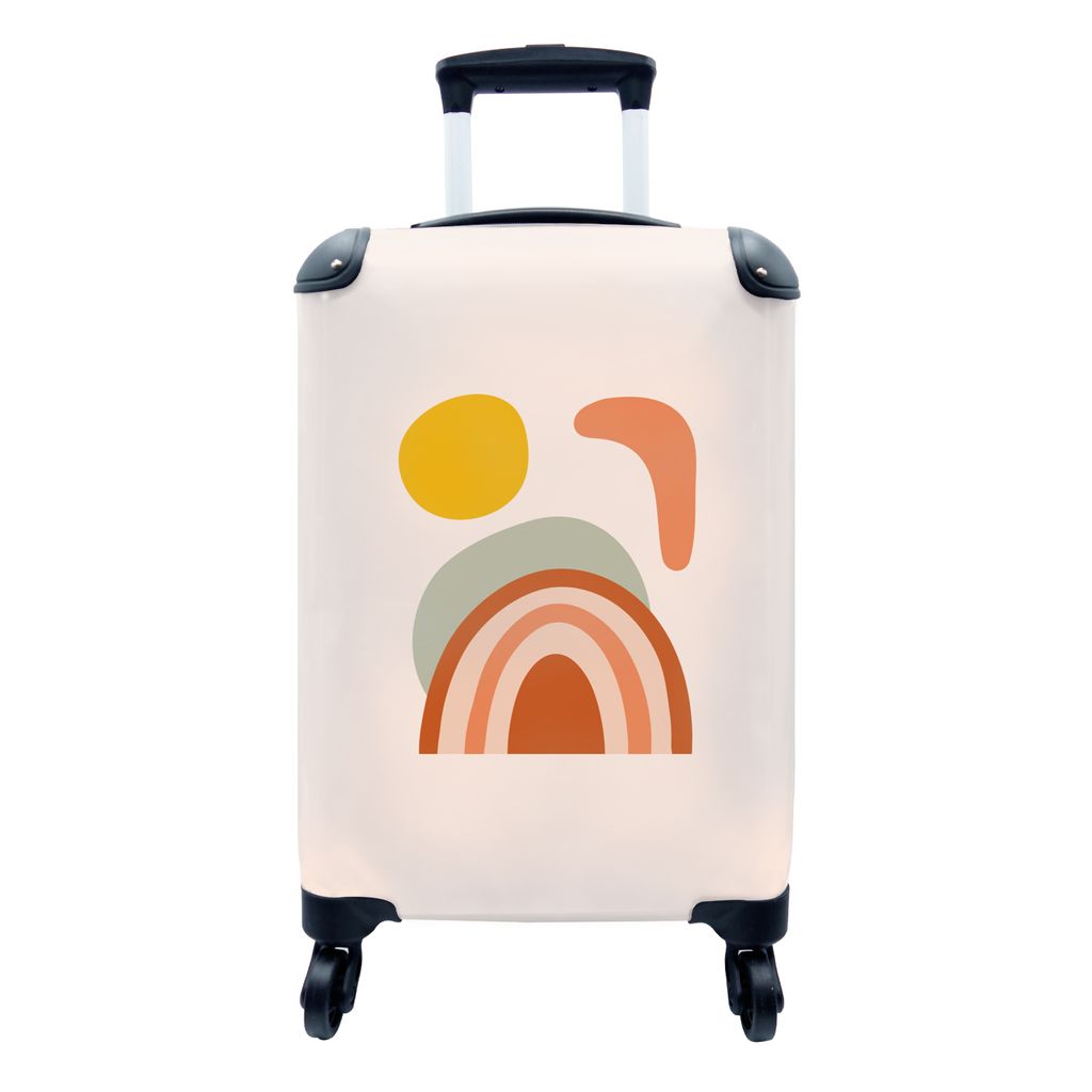 MuchoWow Koffer Handgepäck Trolley Rollkoffer Kleine Reisekoffer mit 4 Rollen - Sonne - Pastell - Sommer - Cabin Size < 55x40x23 cm & 55x40x20 c...
