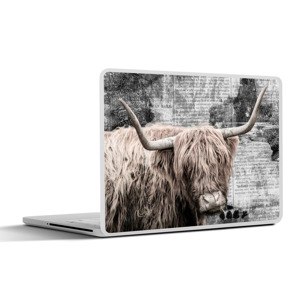 MuchoWow Laptop Aufkleber Sticker Cover Schottischer Highlander - Vintage - Briefe 40x30 cm - Laptop Dekoration - Selbstklebend