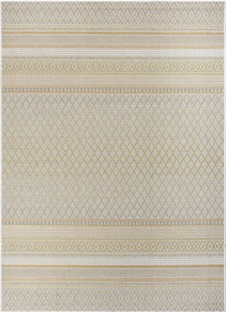 In- und Outdoorteppich - 200 x 280 cm - Beige - Gelb - Rautenmuster