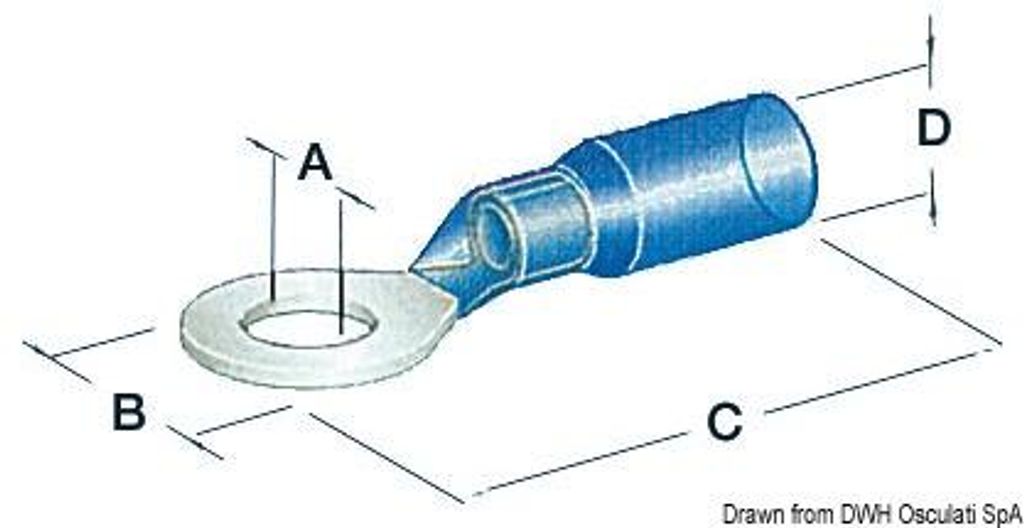 Vorgeisolierte wasserdichte Öse 5.3 mm blau - Osculati 14.800.02