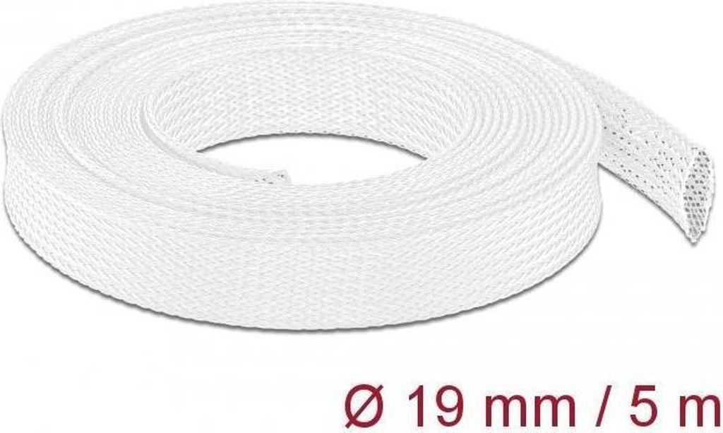 DELOCK Geflechtschlauch dehnbar 5 m x 19 mm weiß