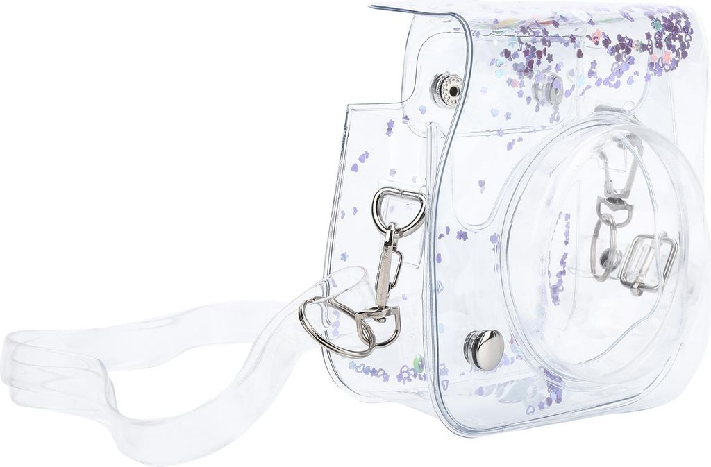 Transparente Mini-Kameratasche aus PVC mit Schultergurt für Fujifilm Instax 11/9/8. Lila