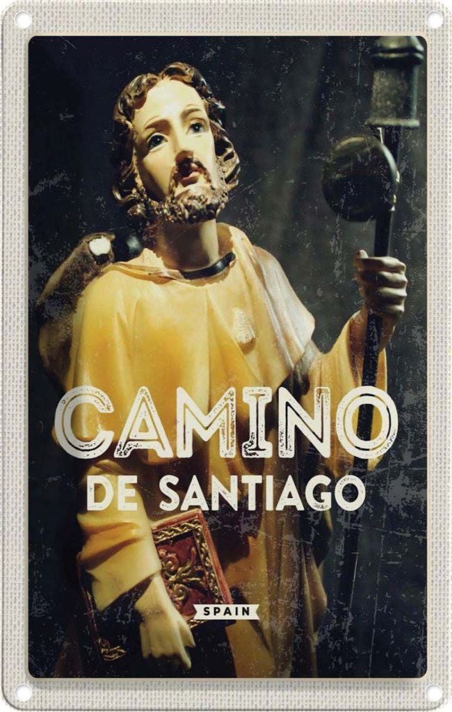 vianmo Blechschild 30x20 cm Retro Camino de Santiago Sculptur Bildmotiv Reisemotiv Abenteuer Reisen Urlaub