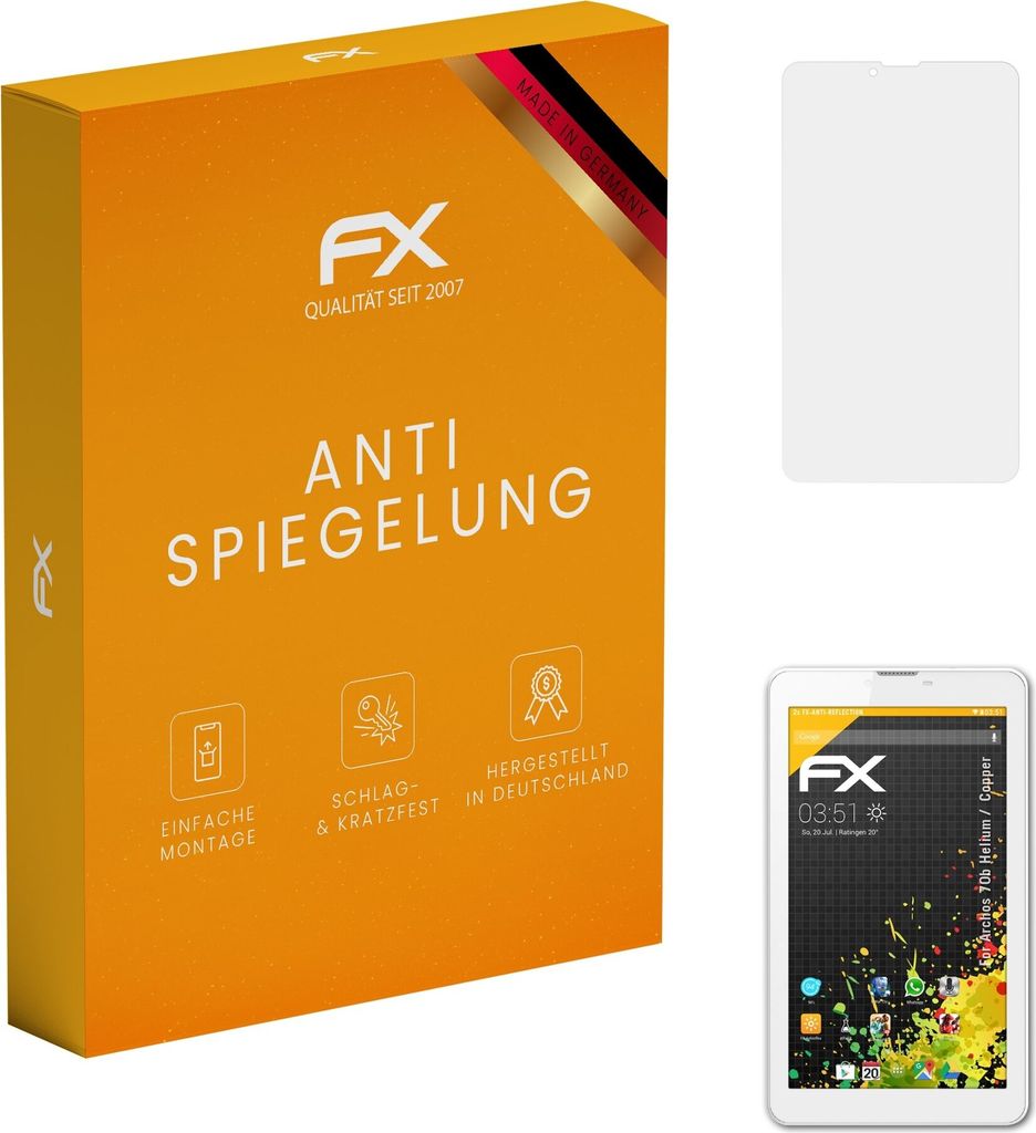 atFoliX FX-Antireflex 2x Schutzfolie kompatibel mit Archos 70b Helium / Copper Displayfolie