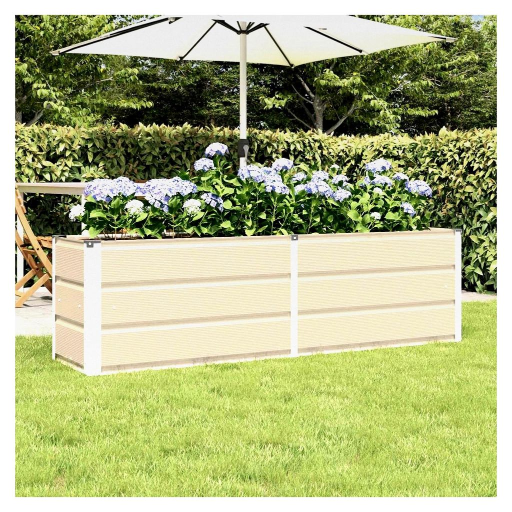 Industrieller Stahl-Übertopf mit Kunststoff-Mischung | Modernes Design | Für Garten und Terrasse | Robuste Stahlkonstruktion
