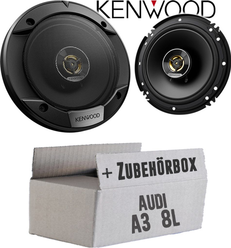 Lautsprecher Boxen Kenwood KFC-S1676EX - 16,5cm 2-Wege Koax Auto Einbauzubehör - Einbauset passend für Audi A3 8L Heck - justSOUND