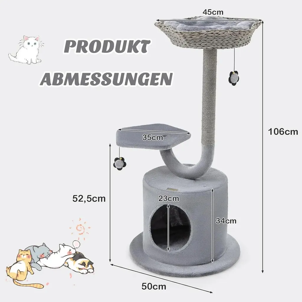 Arbre à chat multi-niveaux pour grands chats avec griffoirs intégrés