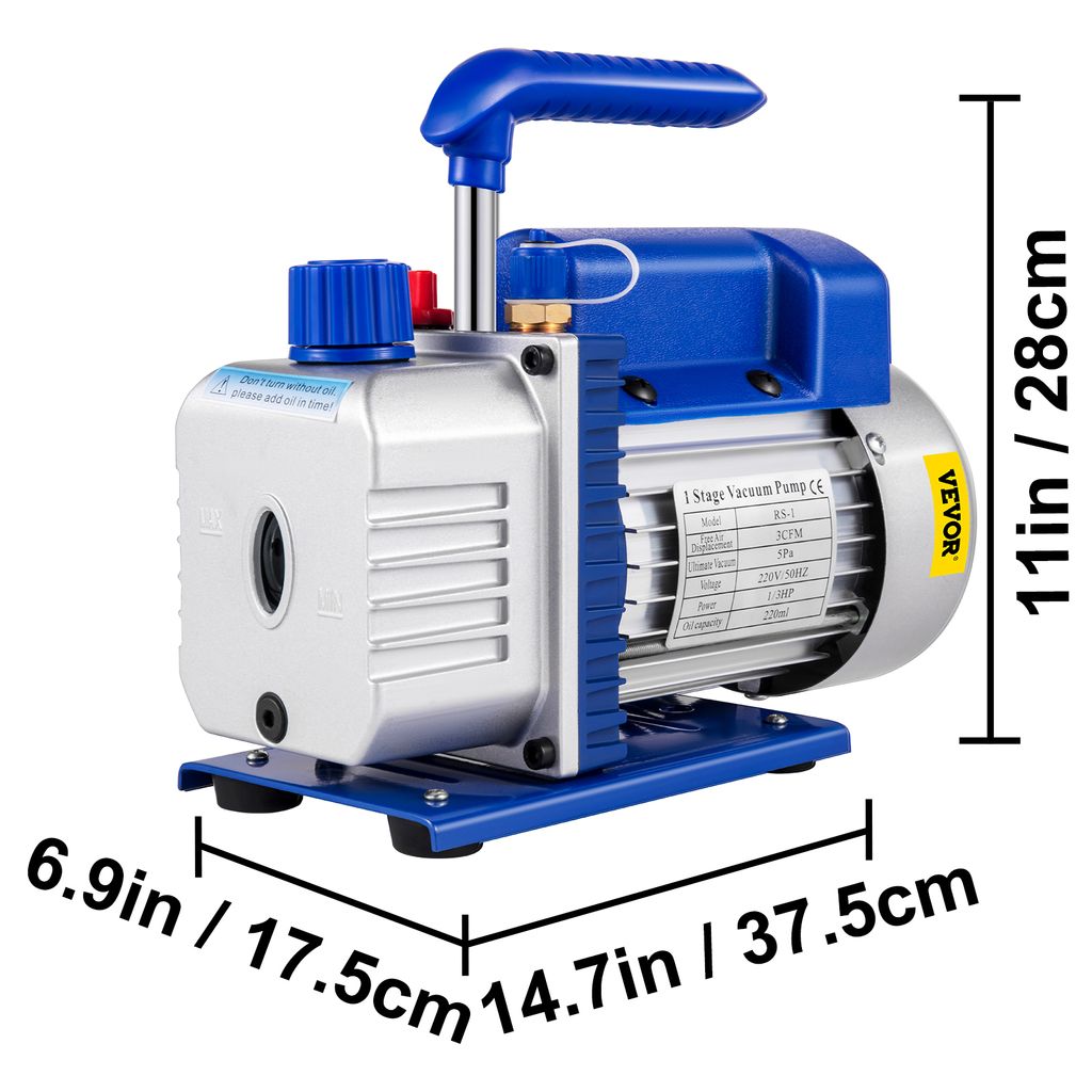 VEVOR vakuová pumpa 3CFM 1/4HP Vakuová pumpa 220 V Vakuová Obrázek produktu 8