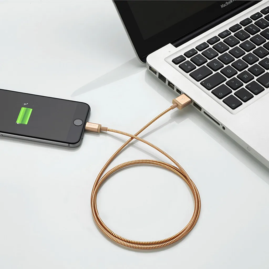 Câble Lightning en métal incassable 1,2m Rose Gold ChargSync ultra résistant