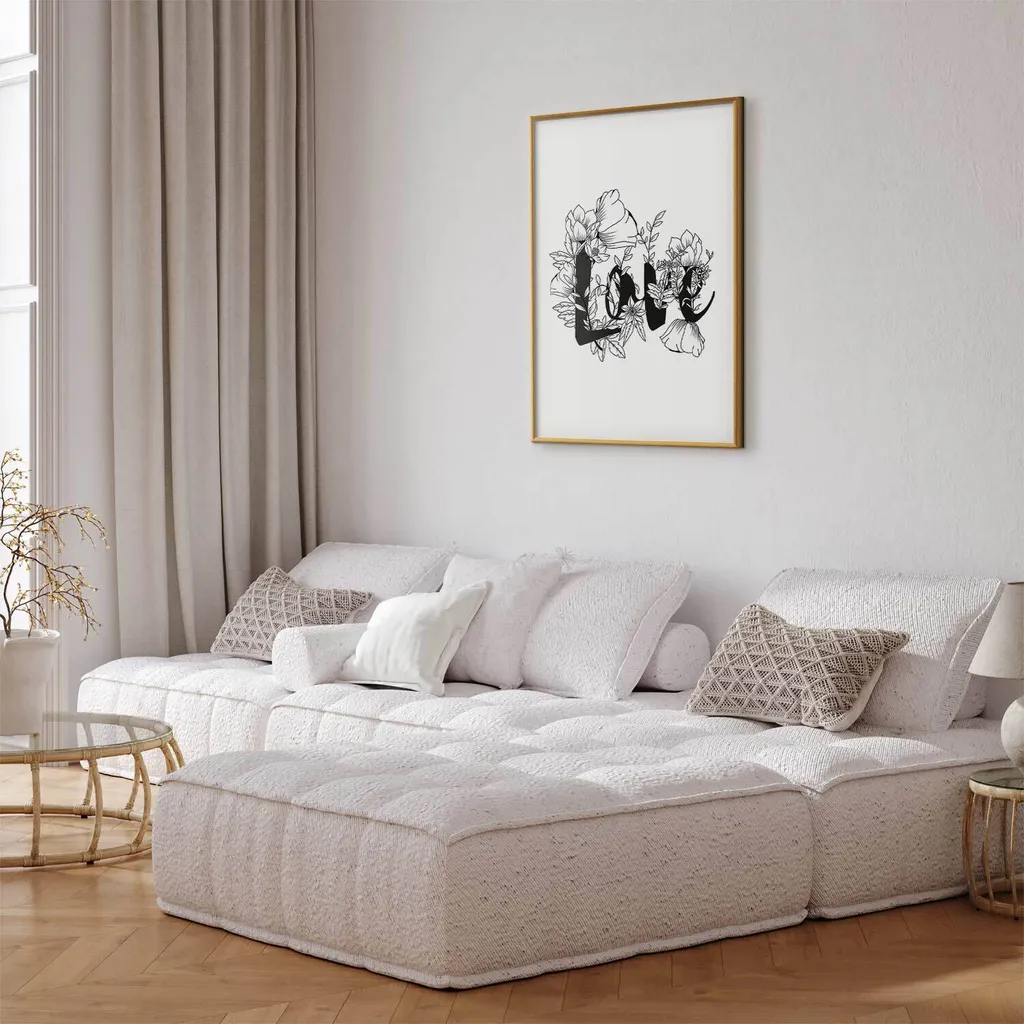 Runa Art Quadro Fiamma Floreale Murale – Stampa Su Tela 60x40 Cm, Pronto Da Appendere, Decorazione Da Parete Moderna