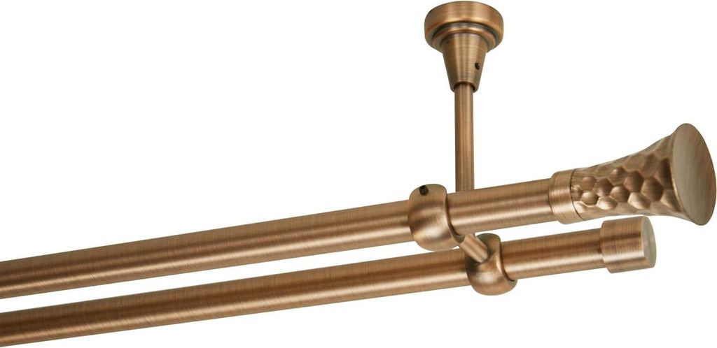 Gardinenstange 540 cm Deckenmontage | Vorhangstange 2 läufig 19mm | Kupfer Antik Vintage-Look Retro-Stil | Sferic