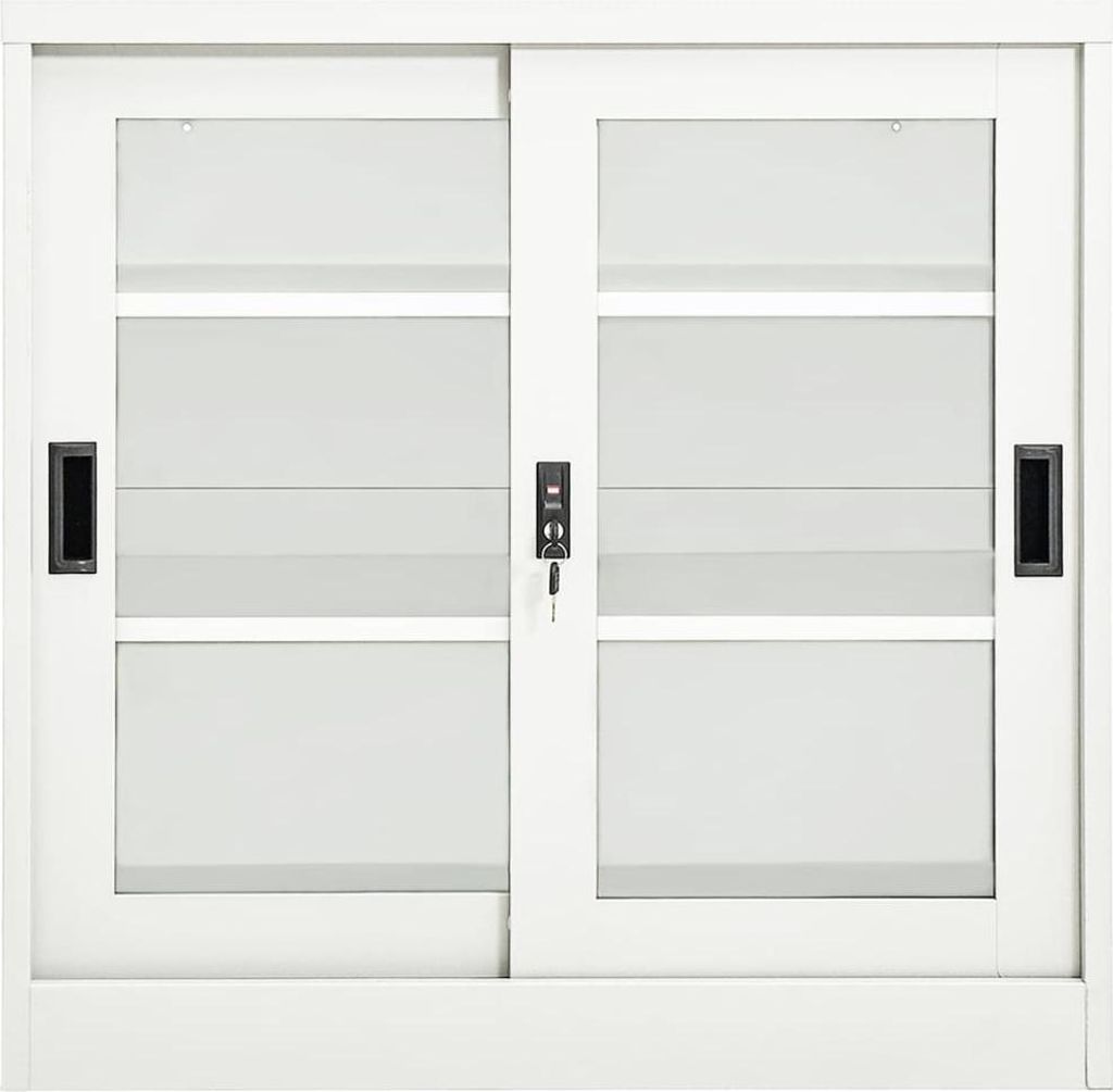 vidaXL Schrank mit Schiebetür Weiß 90x40x90 cm Stahl Produktbild 