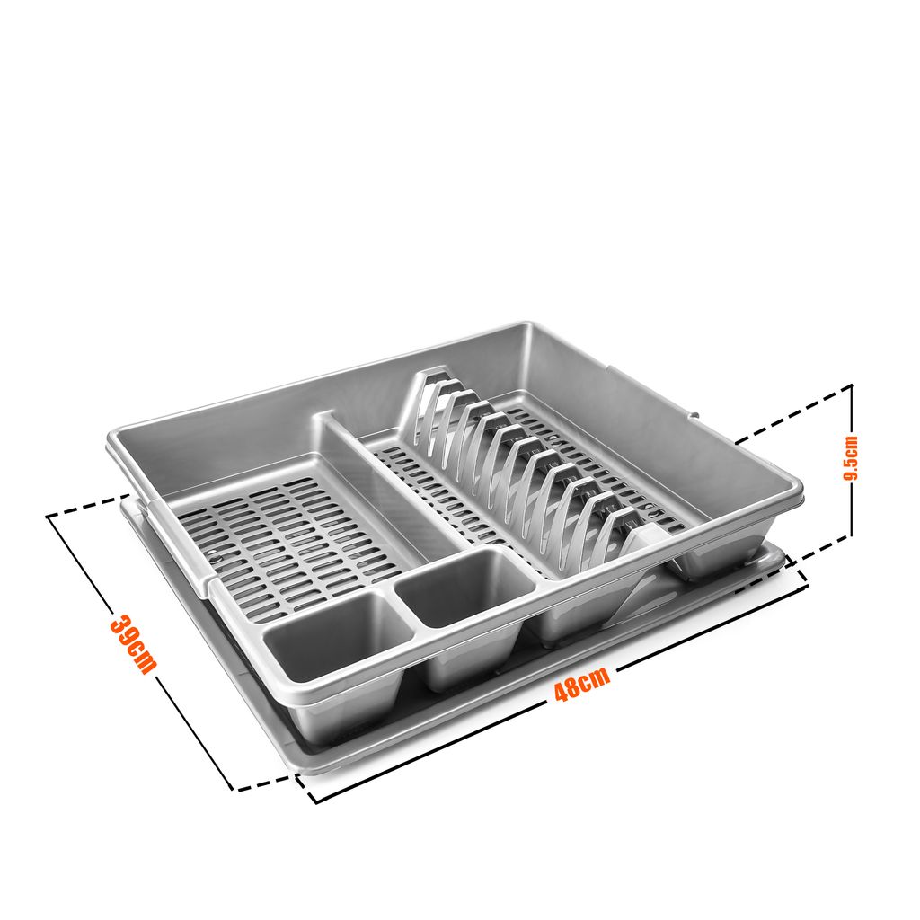 BigDean Abtropfgestell mit Abtropfschale grau 48x39x9,5 cm