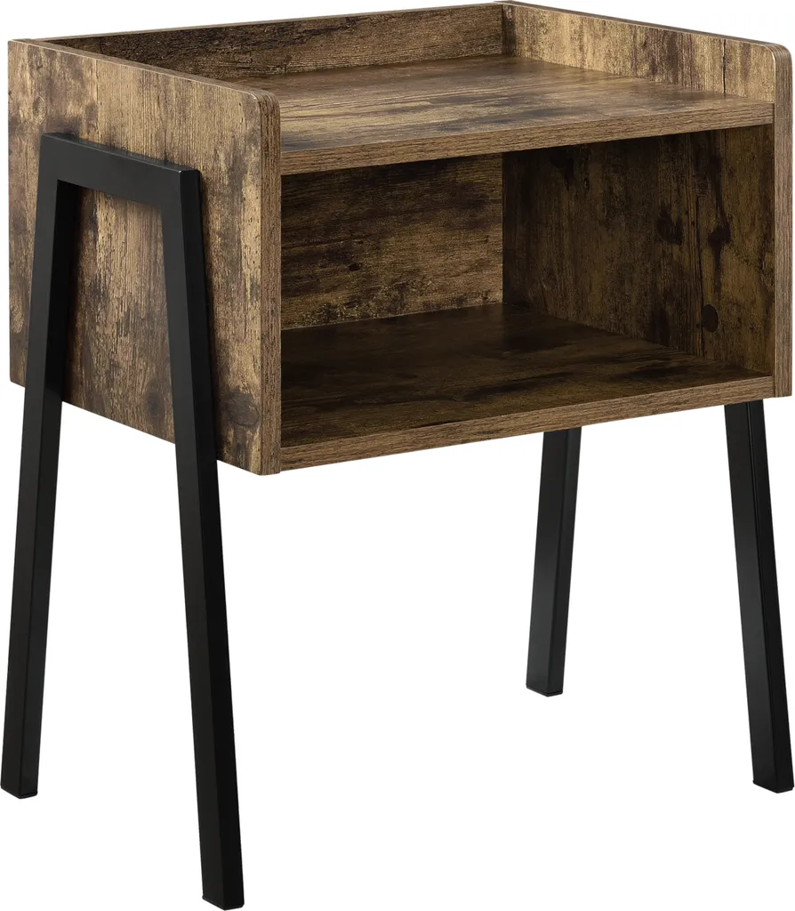 [en.casa] Table de chevet aspect bois rétro empilable 52 x 42 x 35 cm