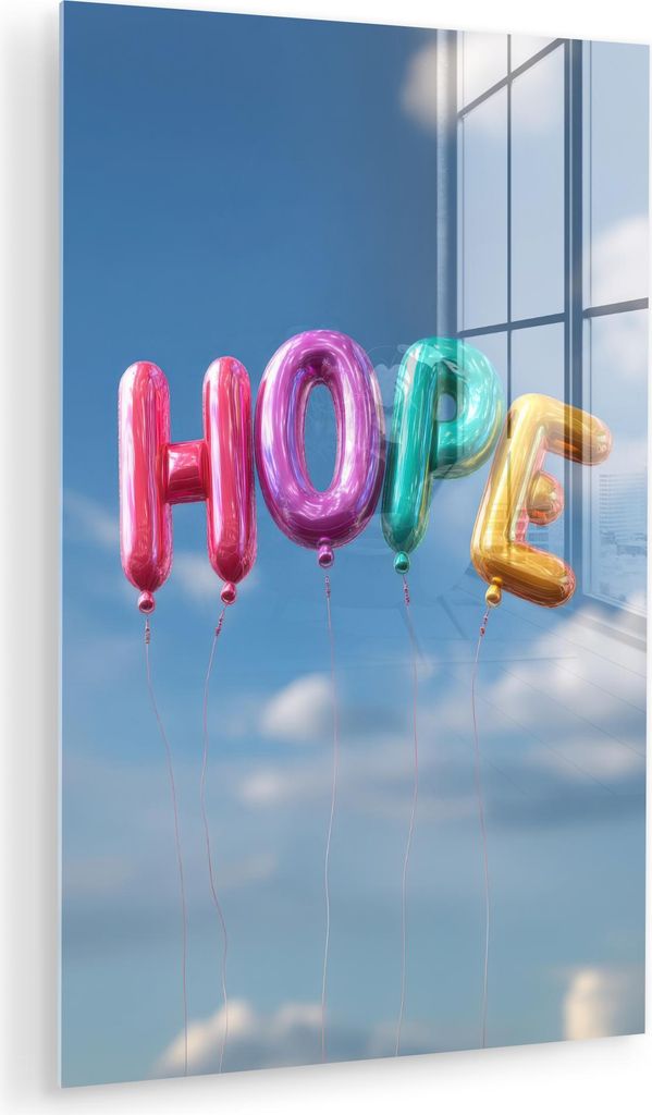 MuchoWow Glasbilder - Bilder auf Wandbild - Foto auf Glas Ballons - Luft - Hoffnung 60x90 cm Wanddekoration aus Glas - Acrylglasbild - Acrylbilder ...