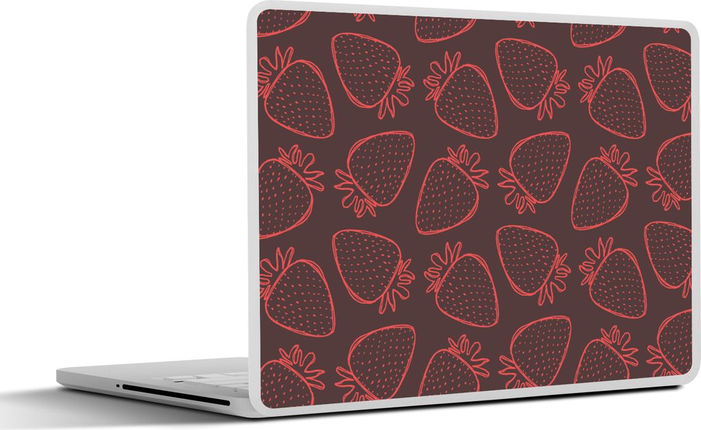 MuchoWow Laptop Aufkleber Sticker Cover Muster - Erdbeere - Punkte - Obst 30x21 cm - Sticker für Laptop - Selbstklebend
