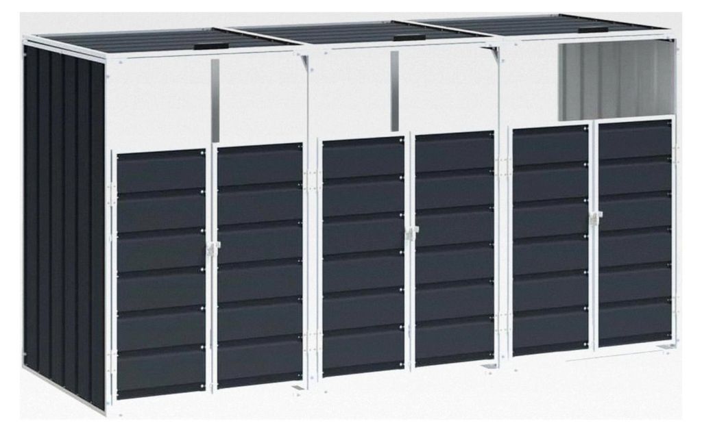 Mülltonnenbox für 3 Tonnen in Anthrazit 216x81x115 cm aus Stahl