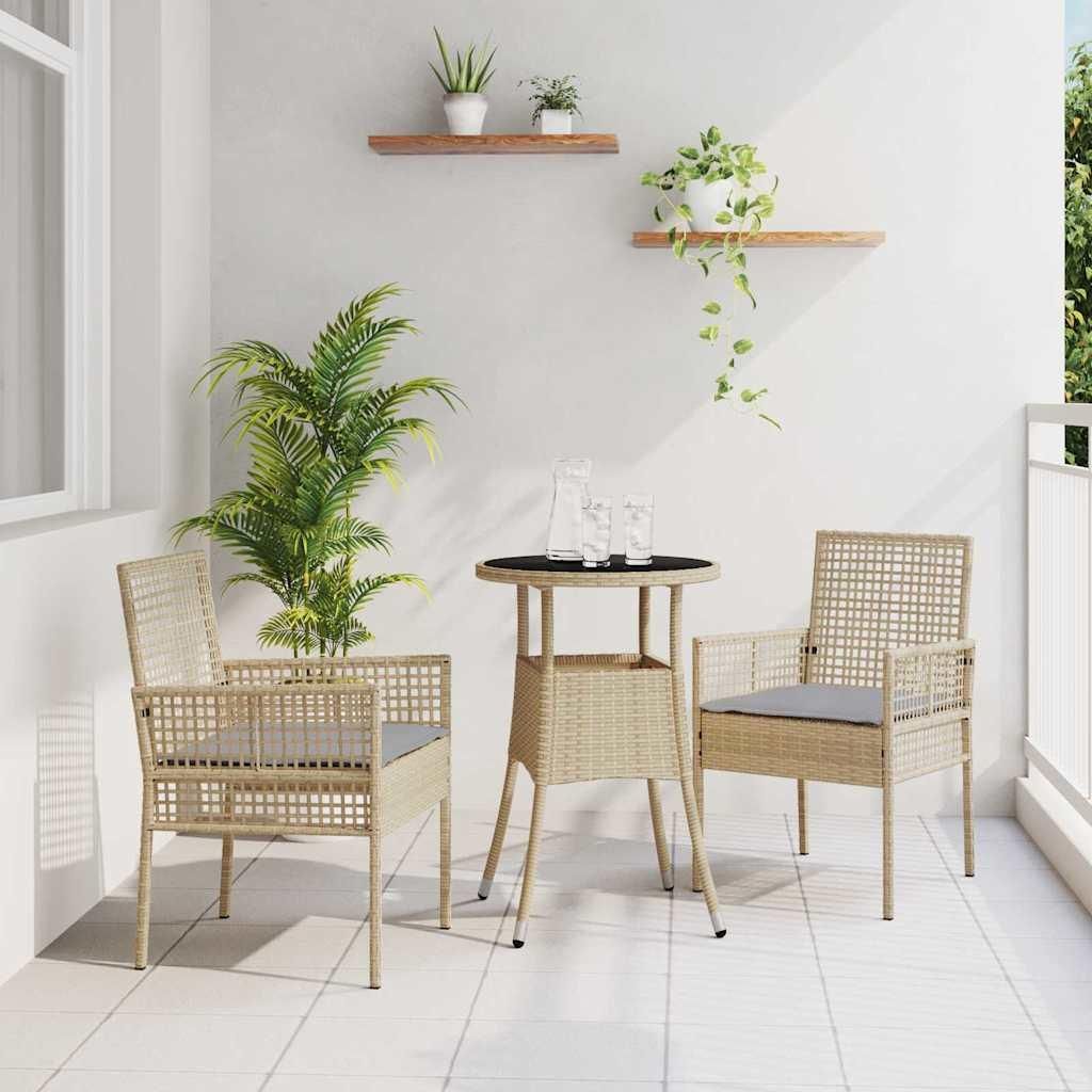 Maison Exclusive - Garten Essgruppe 3 pcs Beige Poly-Rattan